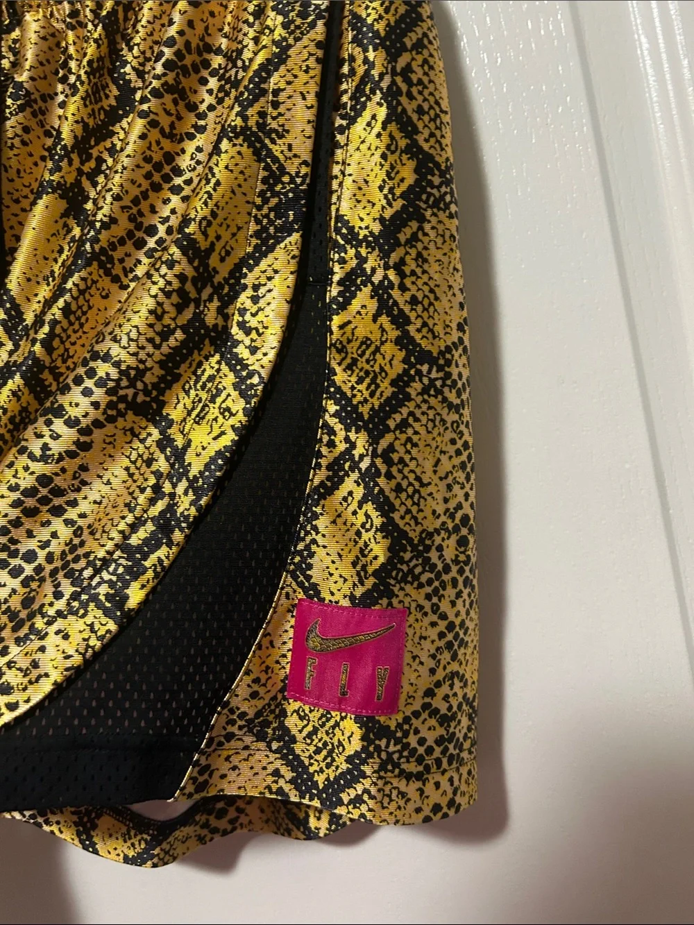 Nike Women's Yellow Snake Print Athletic Shorts & Brown Mesh Shorts